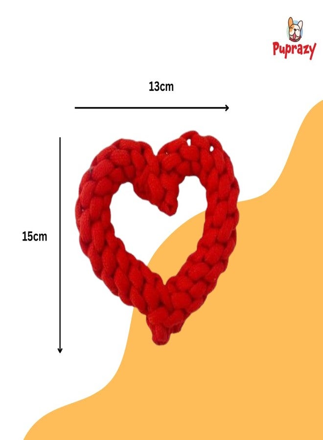 بوبرازي لعبة مضغ متينة على شكل قلب من Puprazy، حبل مشدود للكلاب، مناسبة للجراء، تخفف التوتر والقلق (عبوة من قطعتين) - أحمر - Image 3